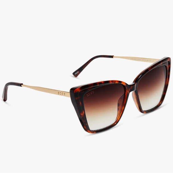 Diff HEIDI Black Brown Tortoise Brown Gradient Sharp Sunglasses NWT MSRP $128 - Picture 2 of 5